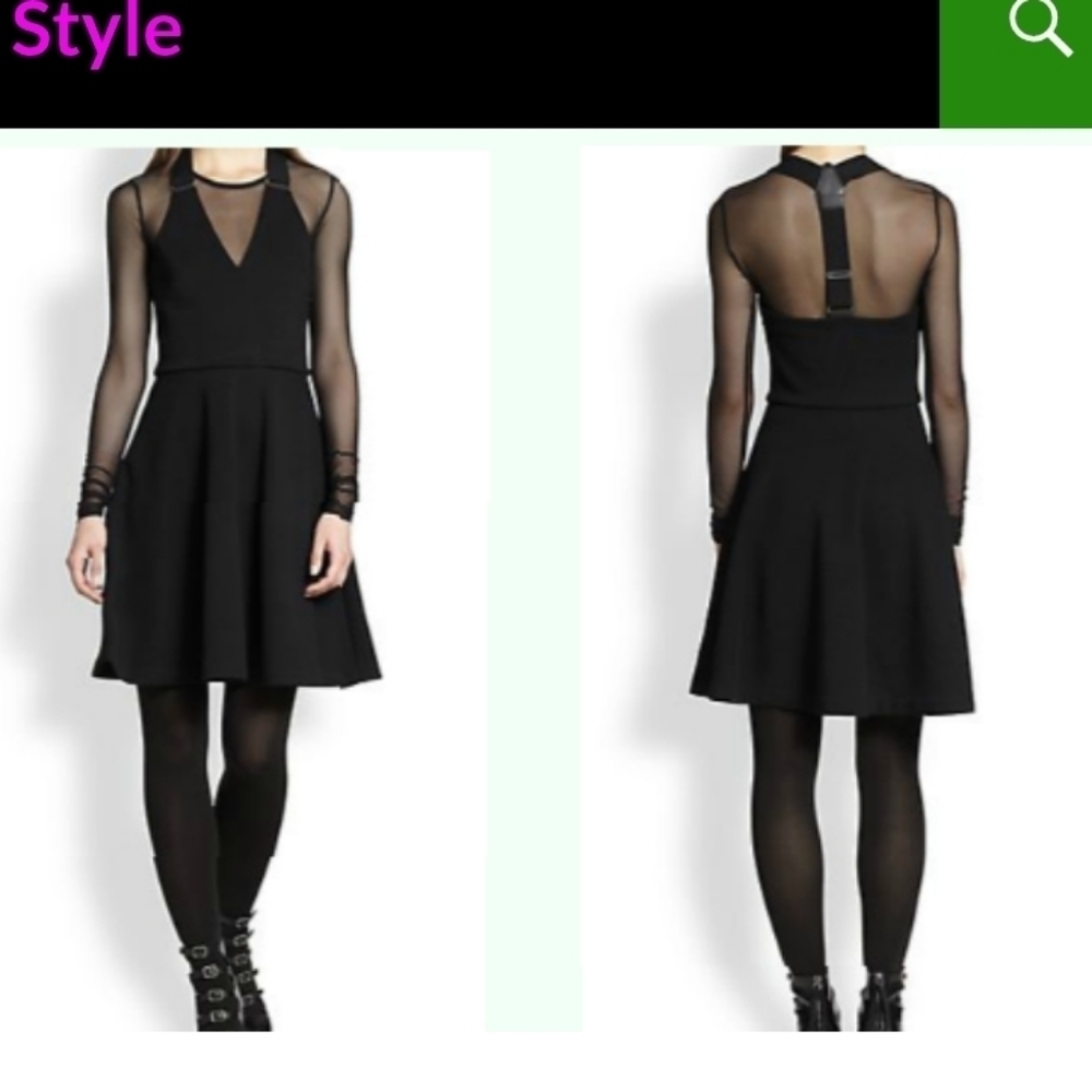 Marc by Marc Jacobs Jayden Sheer-Underlay Suspender-Strap Dress Black Me… - Picture 3 of 16